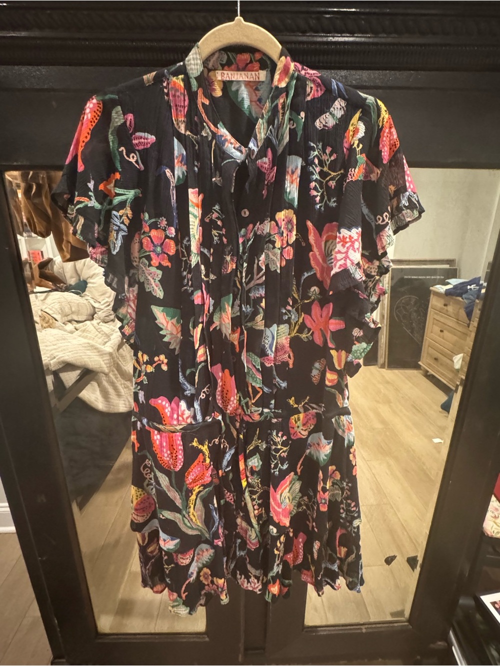 Banjanan Black Floral Multicolor Lightweight dress